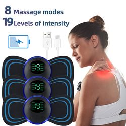 ems muscle massage, electric neck massager, low frequency stimulator, back cervical calf patches, joint pain mini device