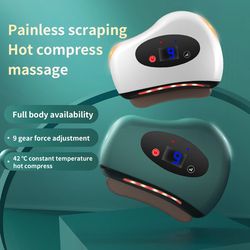 eye massager stone heating, electric guasha massager, hot compress, vibration scraping, neck face skin lifting, wrinkle