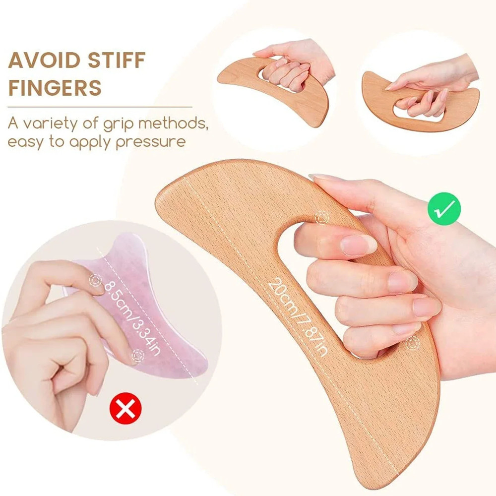 Guasha Tool Wooden Cellulite Massager Body Back Scraper Lymphatic Drainage Massage Tool To Relieve 1
