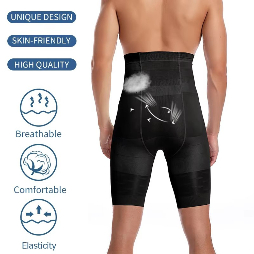 High Waisted Slimming Underwear Men Body Shaper Tummy Control Shorts Shapewear Belly Girdle Boxer B 3