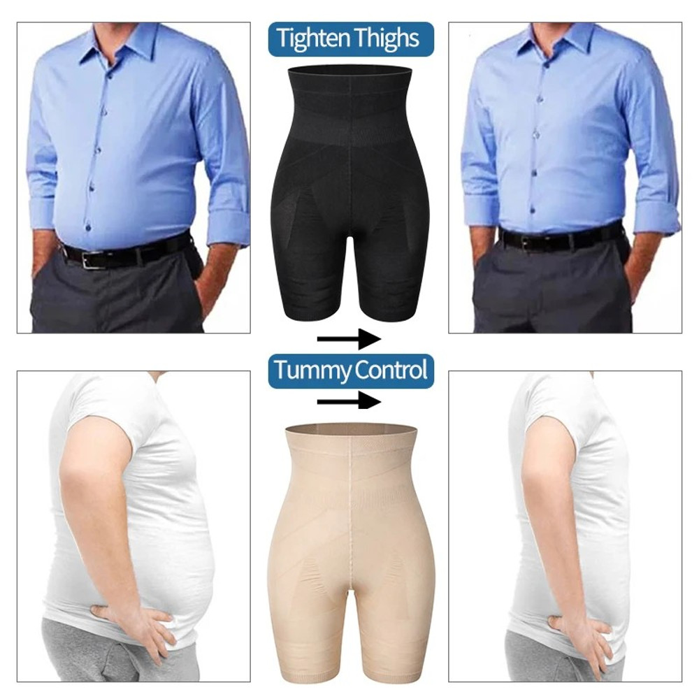 High Waisted Slimming Underwear Men Body Shaper Tummy Control Shorts Shapewear Belly Girdle Boxer B 4
