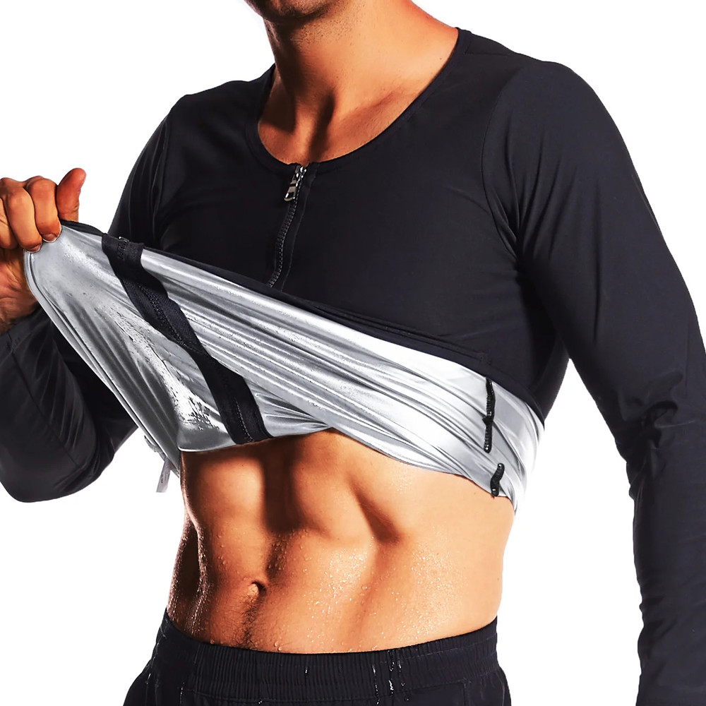 Gym Exercise Versatile Shaper Waist Trainer Mens Sauna Suit Shirt Heat Trapping Sweat Compression S 5