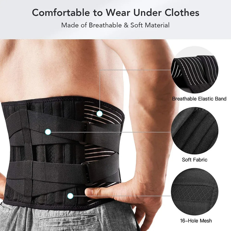 Back Pain Relief Lumbar Support Belt, Adjustable Double Pull, Spine Decompression, Orthopedic Waist Corset, Abdomen
