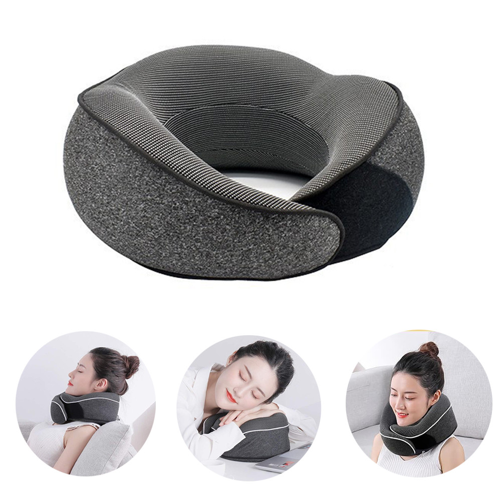 Travel Portable Memory Foam Neck Pillow, U Type Sleep Pillow, Cervical Vertebra Support with Carry Bag