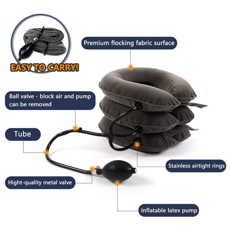 Inflatable Neck Stretcher Collar, Cervical Neck Traction Device, Relief for Chronic Shoulder & Neck Alignment