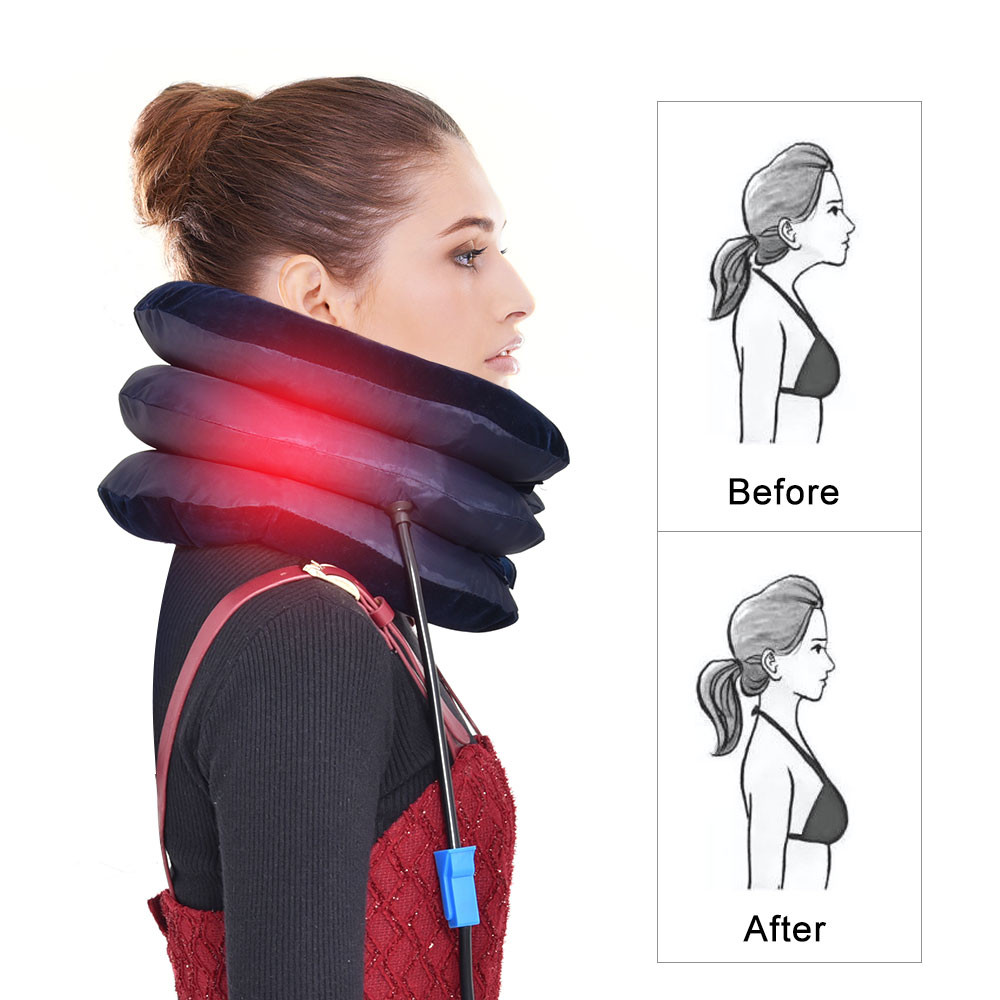 Orthopedic Inflatable Neck Collar, Posture Correct Cervical Vertebra Ontlaster, Shoulder Headache Pain Relief Pillow