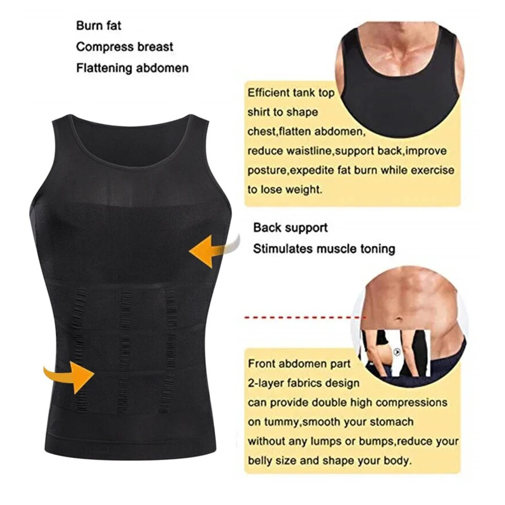 Slimming Compression Vest Men Body Shaper Waist Trainer Tank Top Seamless Undershirt Belly Control 3