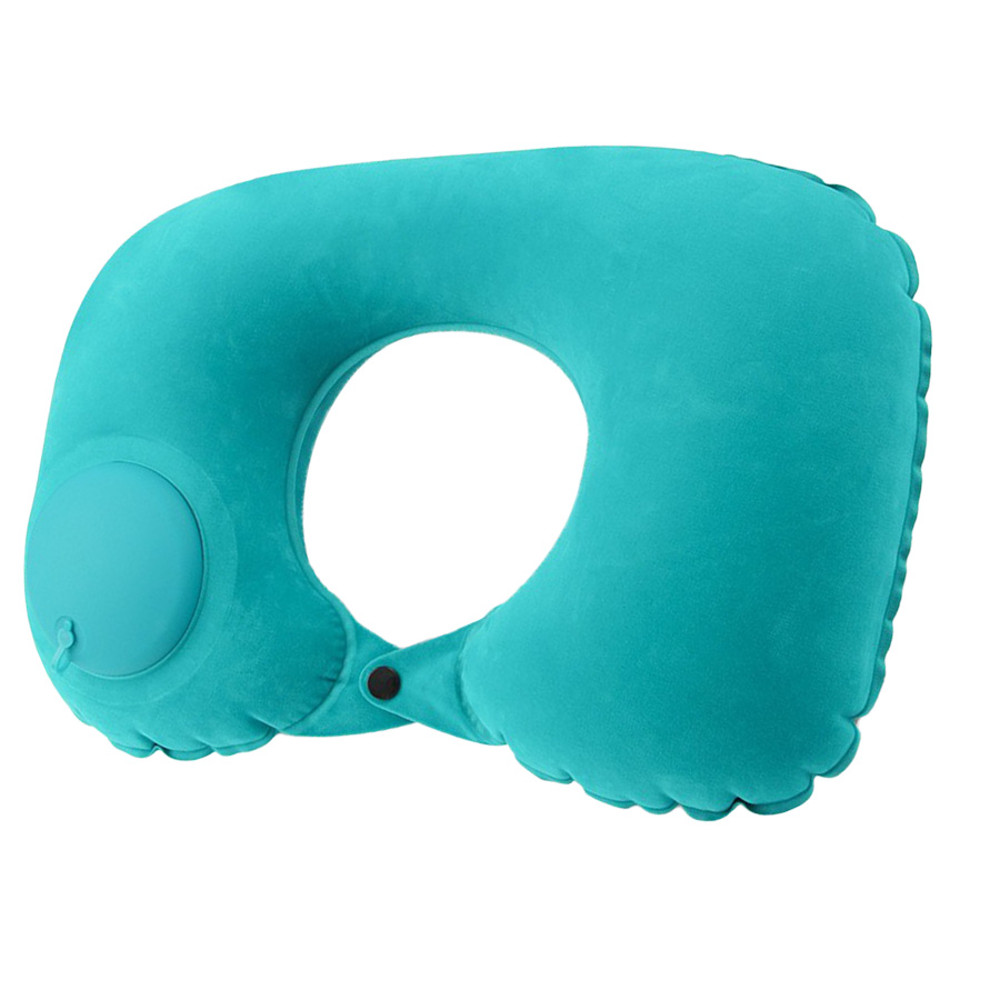 Portable Inflatable Flocking Neck Pillow, Self-Fill & Foldable, Ideal For Outdoor Travel Business Trips Camping