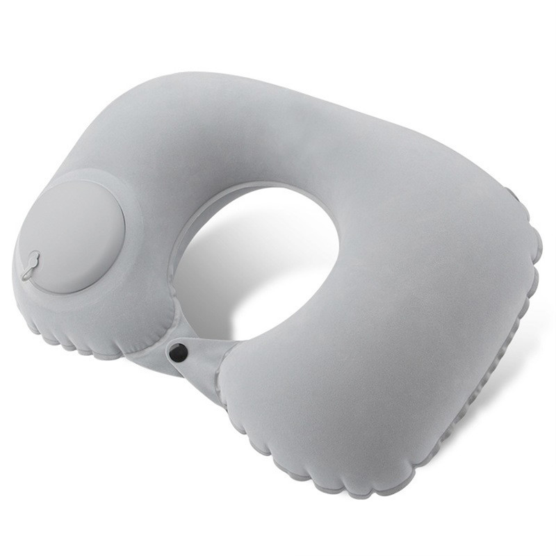 Portable Inflatable Flocking Neck Pillow, Self-Fill & Foldable, Ideal For Outdoor Travel Business Trips Camping