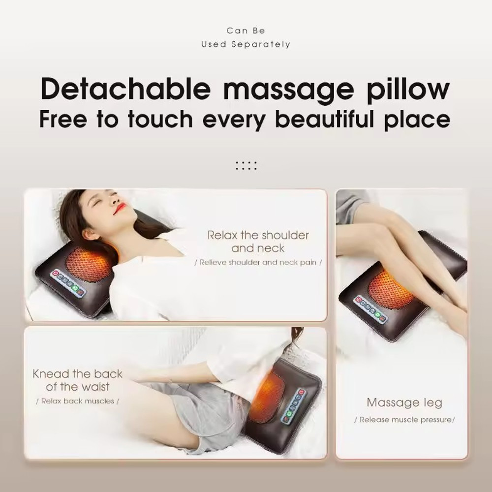 Heating Massager Cushion For Neck Back Foot Electric Massage Mattress Full Body Pain Relief 4