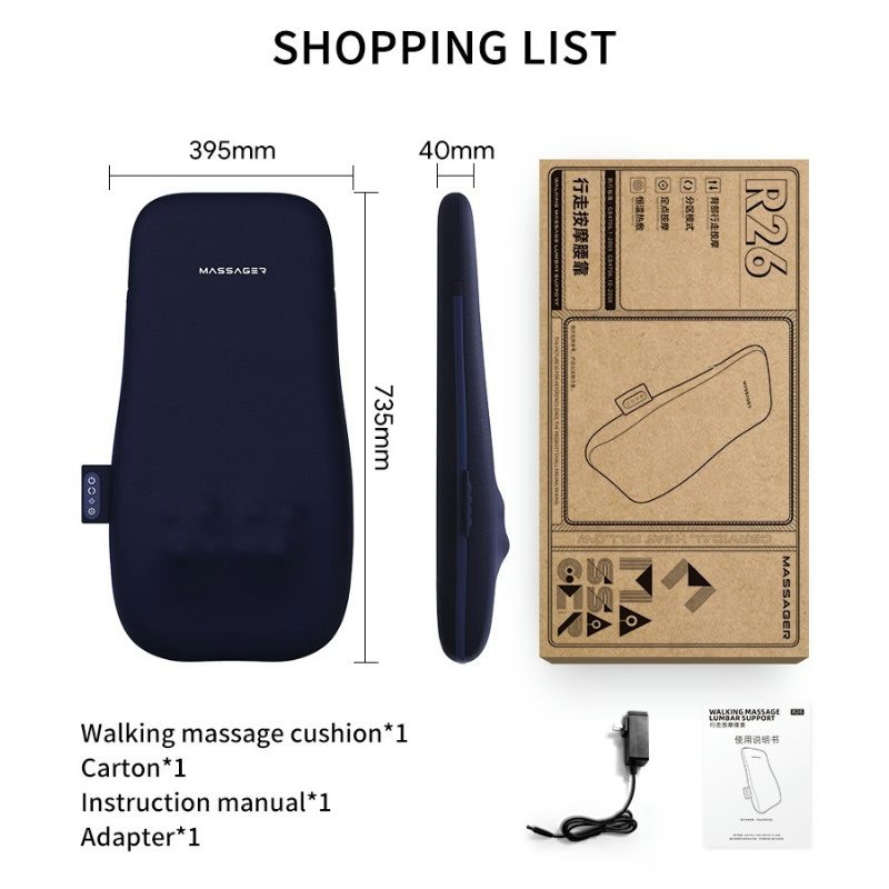 Walk Up and Down Massage, Back Massager, Cushion with Kneading Heat, Full Body Massage Machine, Neck Shoulder Spot