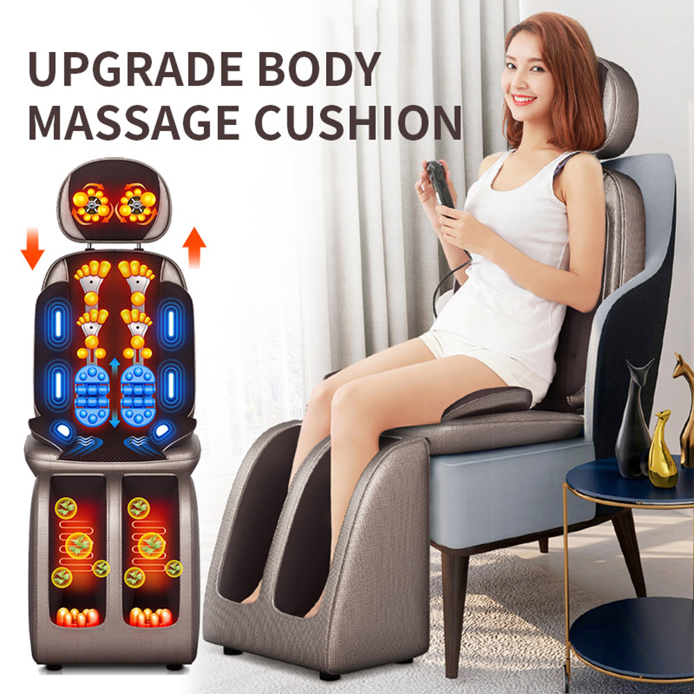 Electric Full Body Massage Chair, Shiatsu Cushion Seat, Neck Back Waist Leg, Infrared Heating, Vibration Relaxation