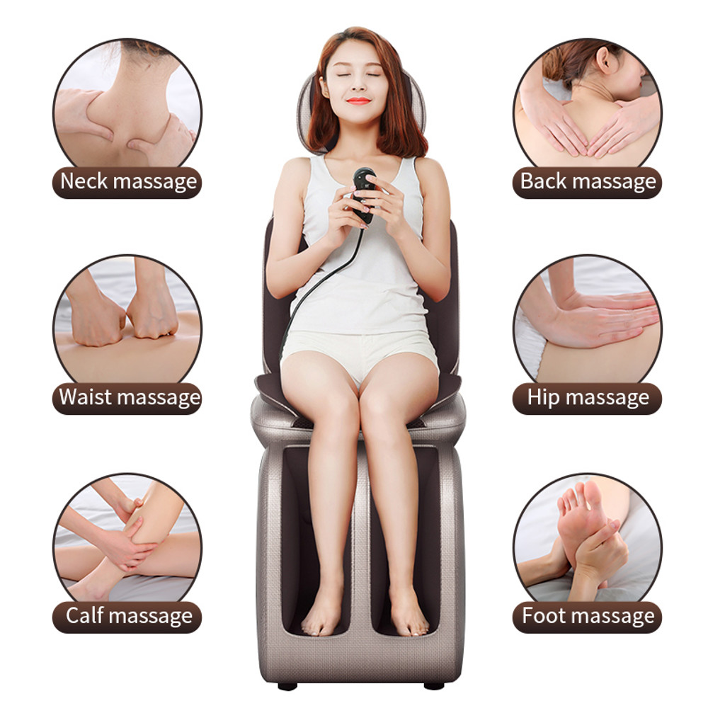 Electric Full Body Massage Chair, Shiatsu Cushion Seat, Neck Back Waist Leg, Infrared Heating, Vibration Relaxation