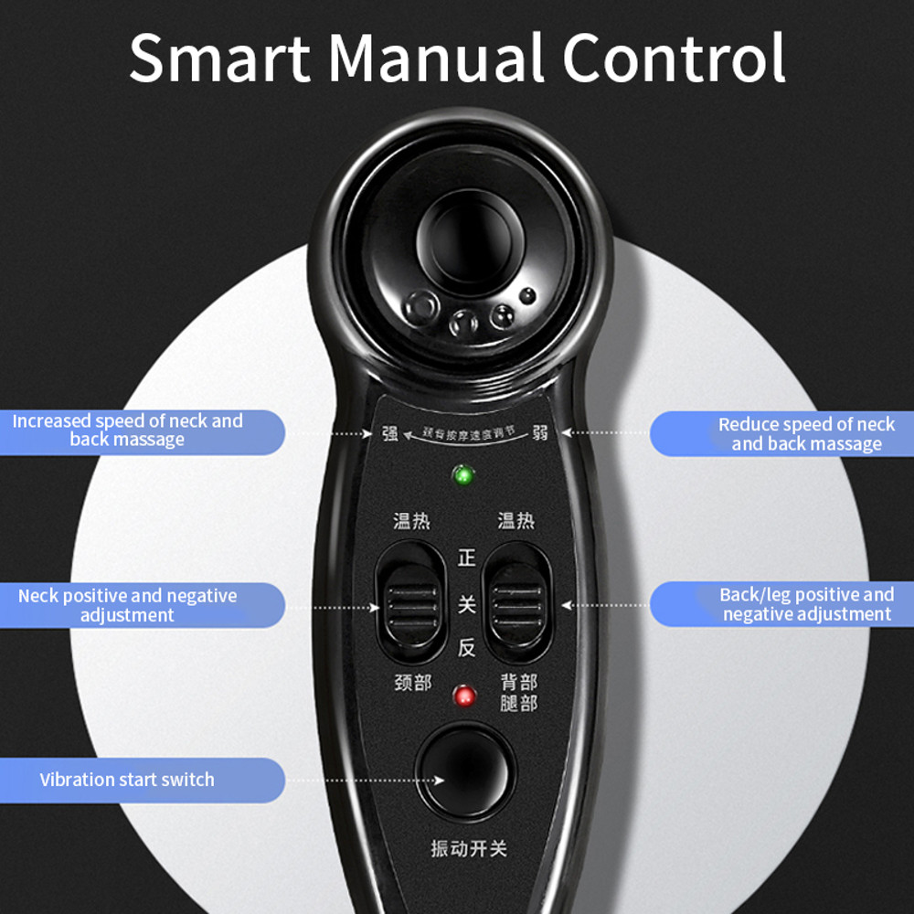 Electric Full Body Massage Chair, Shiatsu Cushion Seat, Neck Back Waist Leg, Infrared Heating, Vibration Relaxation