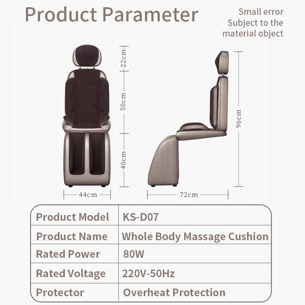 Electric Full Body Massage Chair, Shiatsu Cushion Seat, Neck Back Waist Leg, Infrared Heating, Vibration Relaxation