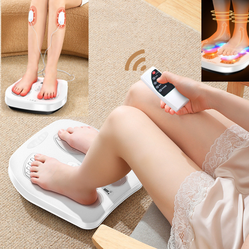 Adjustable Vibration Speed Electric Machine, Vibration Foot Leg Trainer with Heat, Remote Control for Circulation