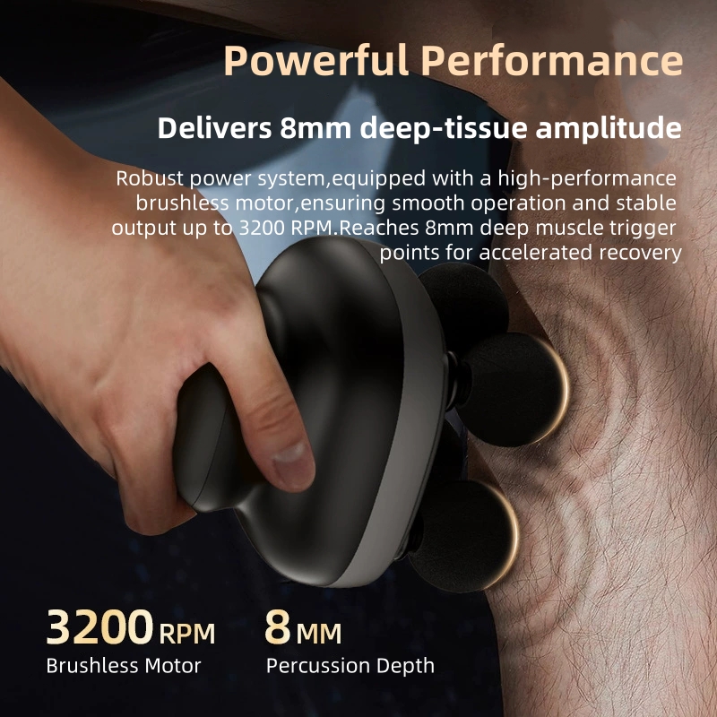Professional Muscle Massager Tool, 4-Heads Handheld Fascia Gun, Portable Electric Deep Tissue Body Massager