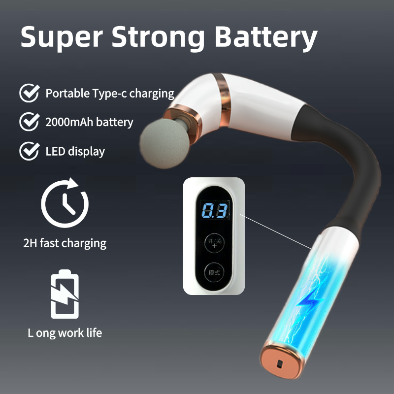 U Shaped Back Massager Deep Tissue Massage Gun With Upgraded Extended Handle 4 Massage Heads For Mu 2