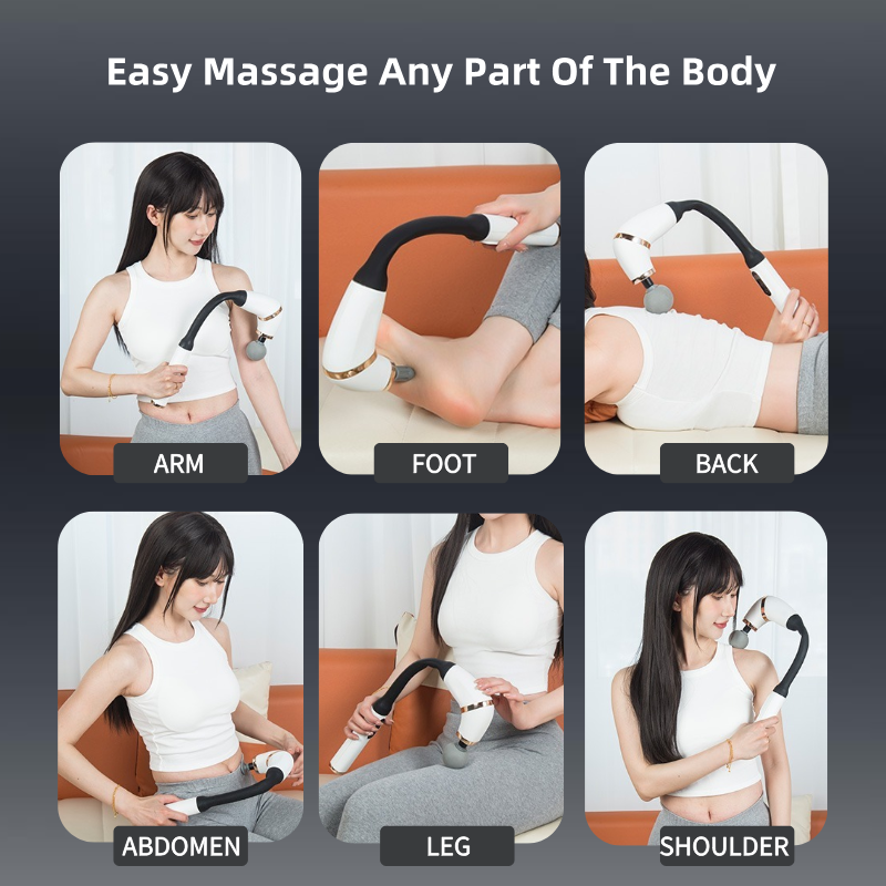 U Shaped Back Massager Deep Tissue Massage Gun With Upgraded Extended Handle 4 Massage Heads For Mu 3
