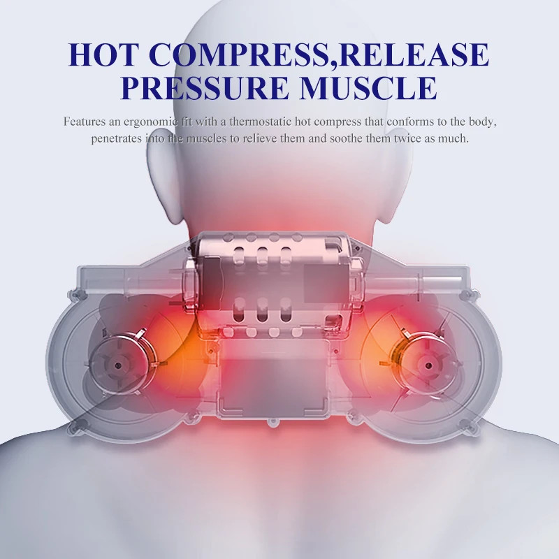 Neck Massager Cervical Massage Pillow, Hot Compress Function, Stress Relief, Relaxation