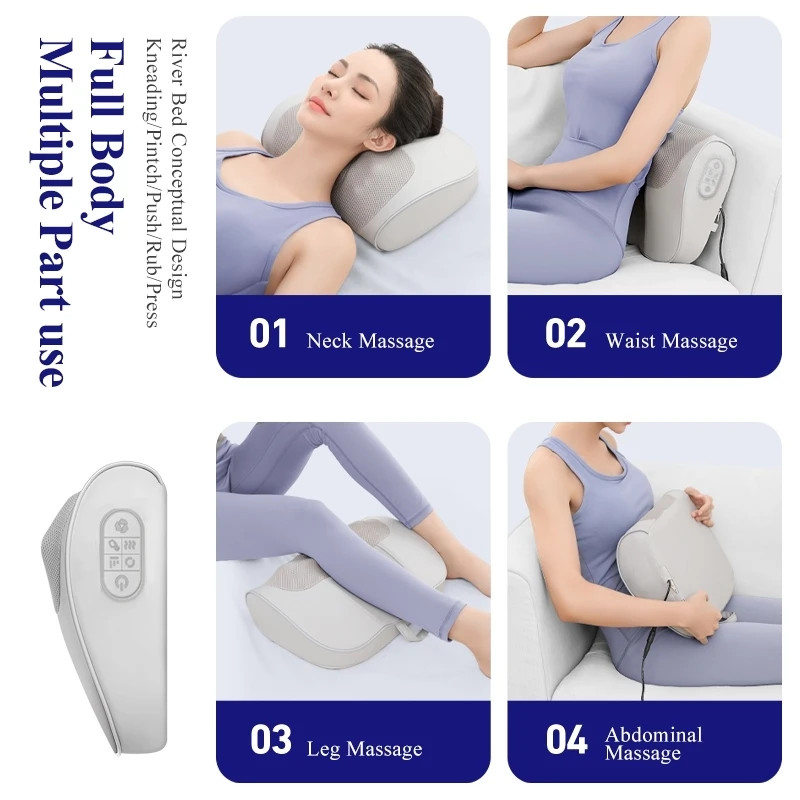Neck Massager Cervical Massage Pillow, Hot Compress Function, Stress Relief, Relaxation
