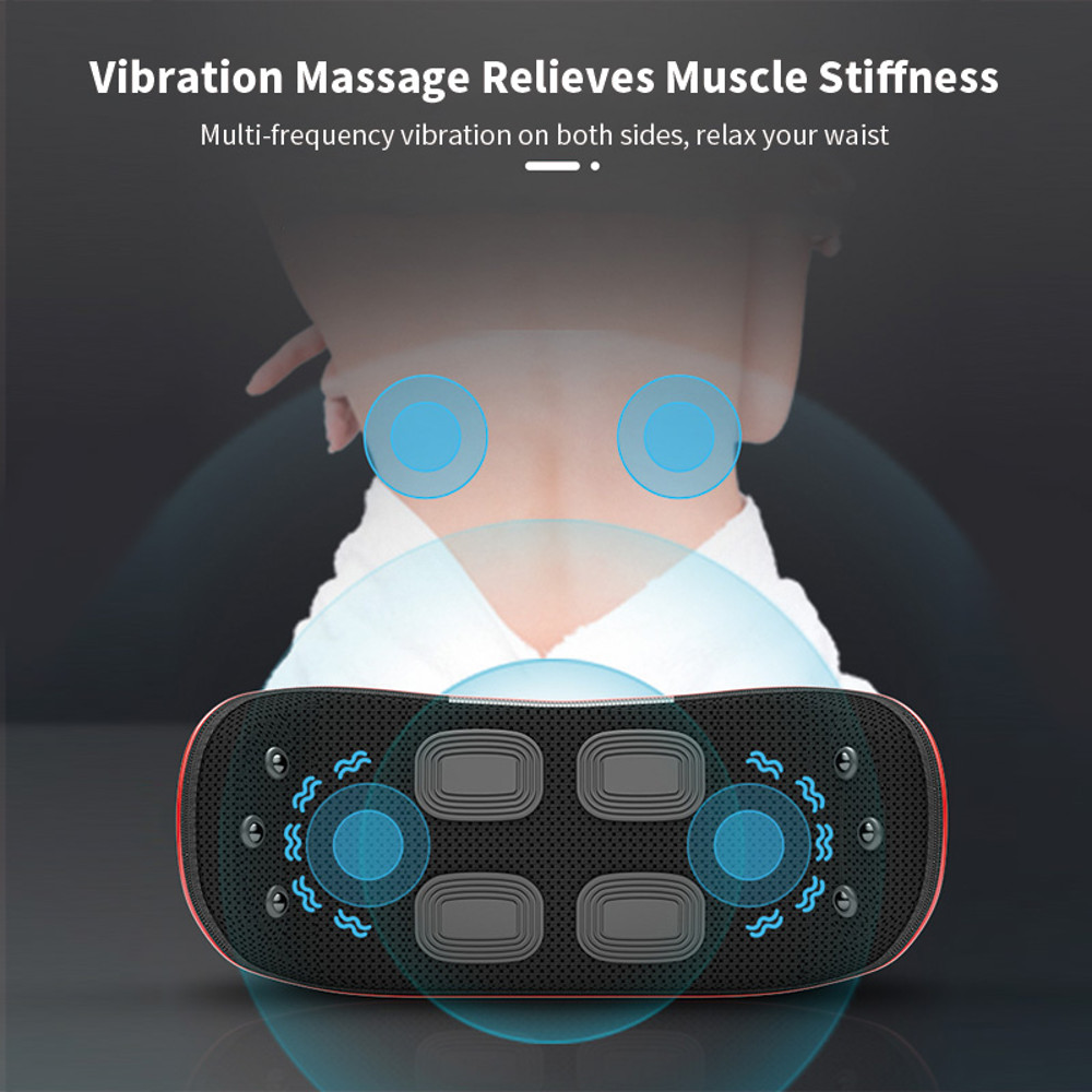 Waist Lumbar Comfort Care, Portable High Frequency Vibration, Traction EMS Waist Massager with Heating, Pneumatic