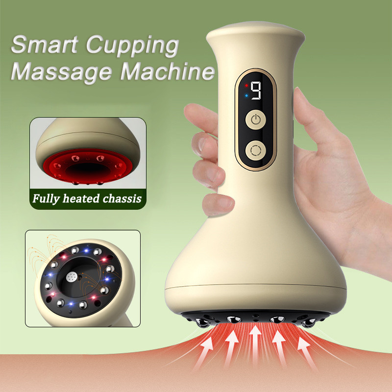 USB Rechargeable Smart Cupping Machine, Vacuum Suction Cup with Hot Compress, Multi-Level Massage for Arm Back Leg