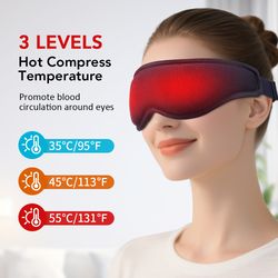 facial mask for eye relief and fatigue reduction, level 3 electric steam eye massager, constant temperature hot compress