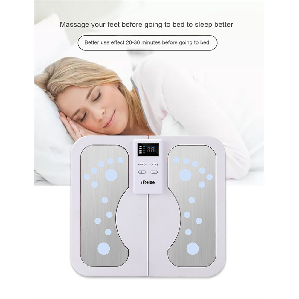 Electric EMS TENS Foot Massager, Muscle Massage Device, Heating Pulse Stimulator for Feet and Legs, Circulation
