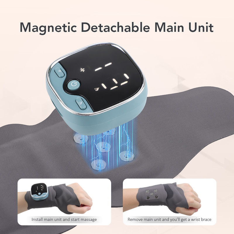 Carpal Tunnel Relief Wristband, Cordless Hot Compress Belt, EMS Microcurrent Wrist Guard, Hand Massager for Muscle