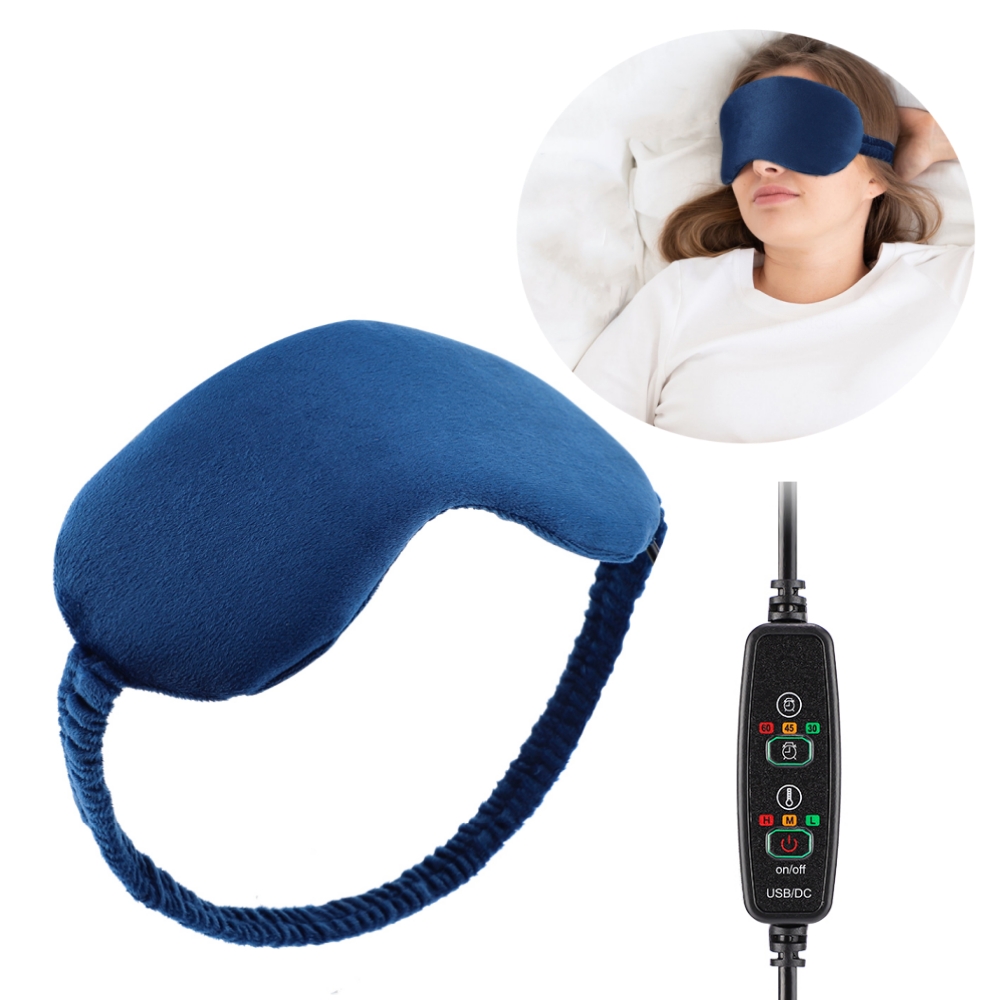 Hot Eye Cover for Night Sleep, USB Eye Massager Heated Eye Shade, Travel Office Eye Mask, Relieve Eye Fatigue