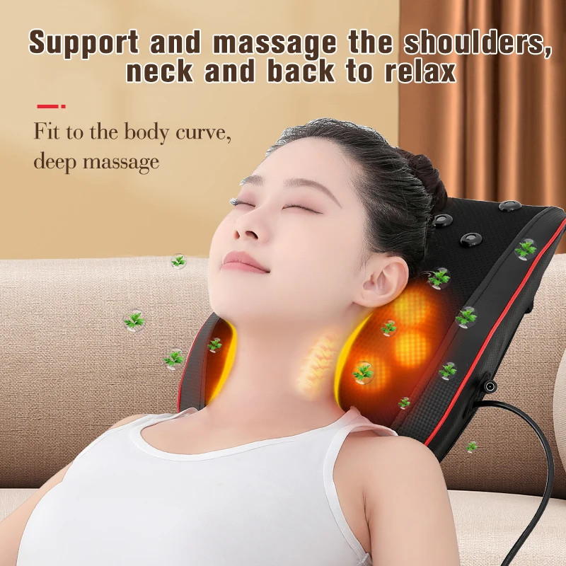 Heating Vibrating Massage Device Electric Shiatsu Head Neck Cervical Traction Car Back Body Massage 1