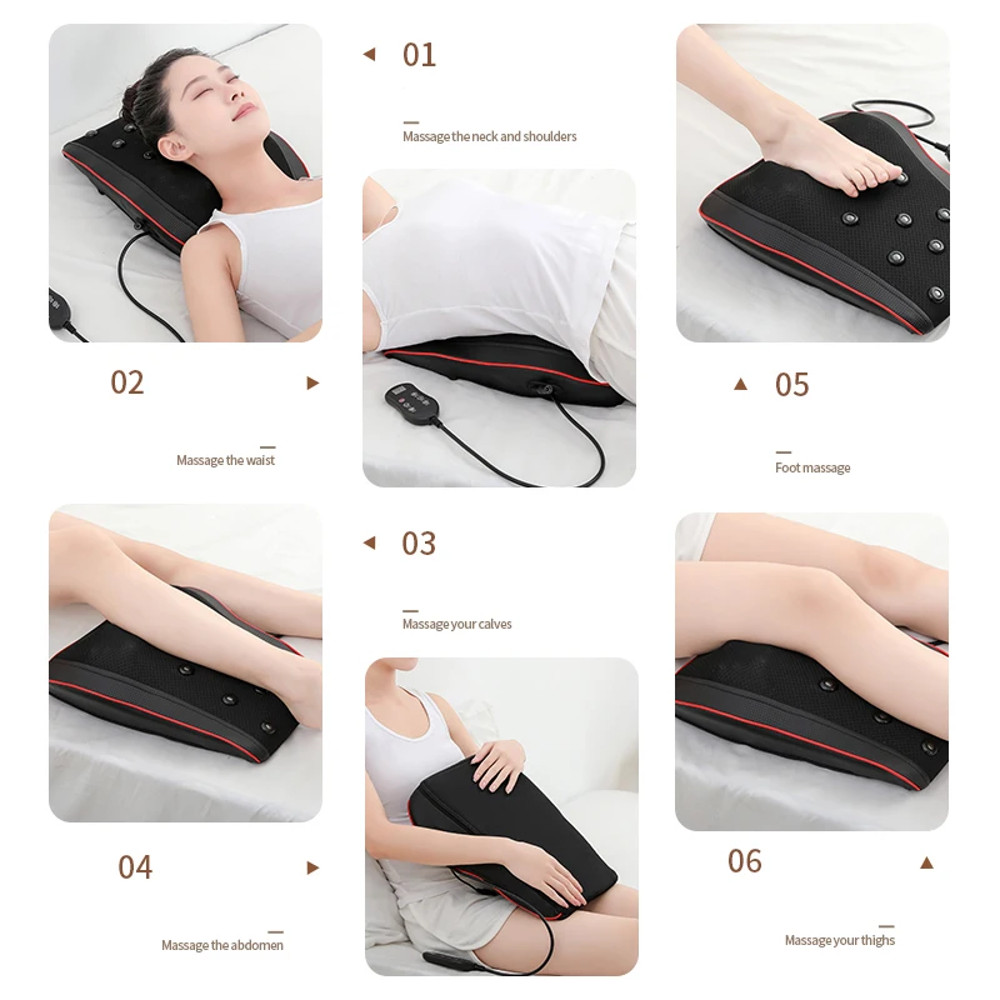 Heating Vibrating Massage Device Electric Shiatsu Head Neck Cervical Traction Car Back Body Massage 4