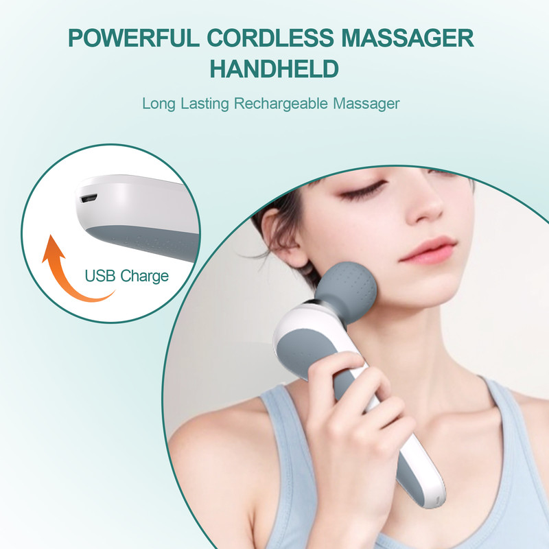 Electric Handheld Back Massager Cordless Rechargeable Vibrating Personal Massager For Women Powerfu 1
