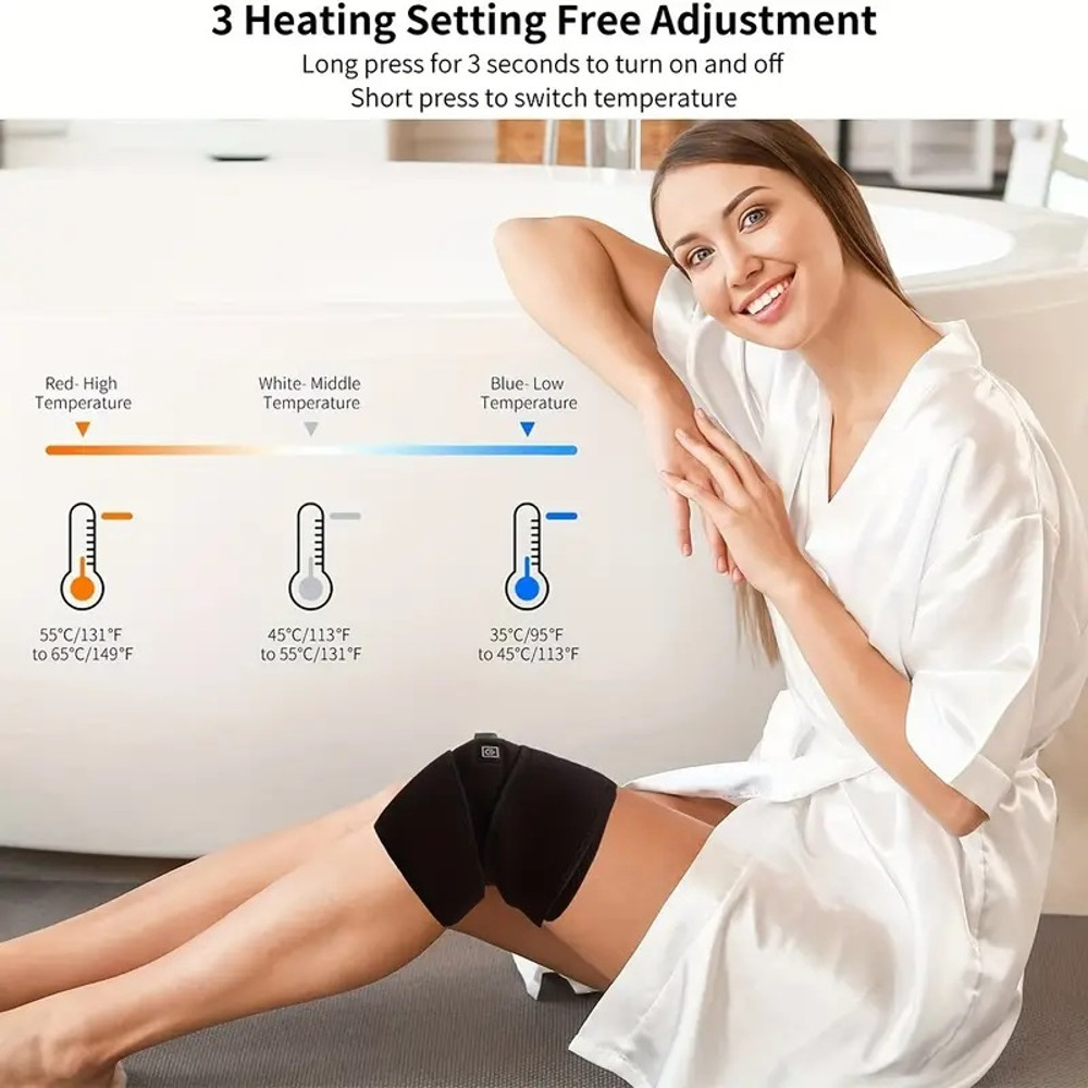 Heated Knee Brace Support For Arthritis Electric Knee Heating Pad Joint Pain Warmer Old Cold Leg Su 4