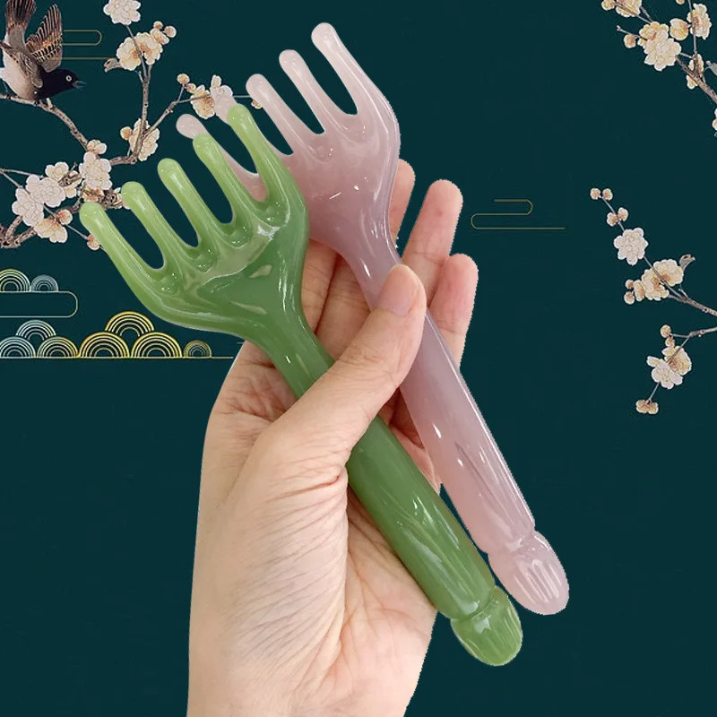 Scalp Gua Sha Head Massager, Resin Five Claw Scraping Stick, Neck Leg Massage Tool, Head Scraping Claw Massage