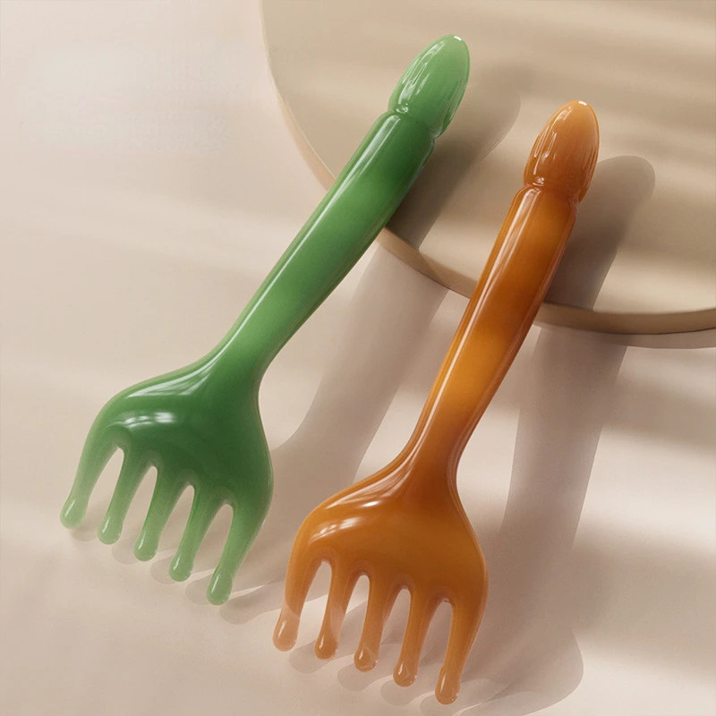Scalp Gua Sha Head Massager, Resin Five Claw Scraping Stick, Neck Leg Massage Tool, Head Scraping Claw Massage