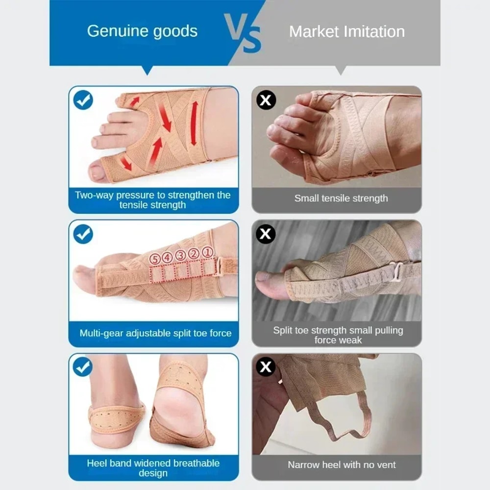 Breathable Fabric Bunion Corrector Toe Separator Spacer Hallux Valgus Sleeve Comfortable Adjustable 4