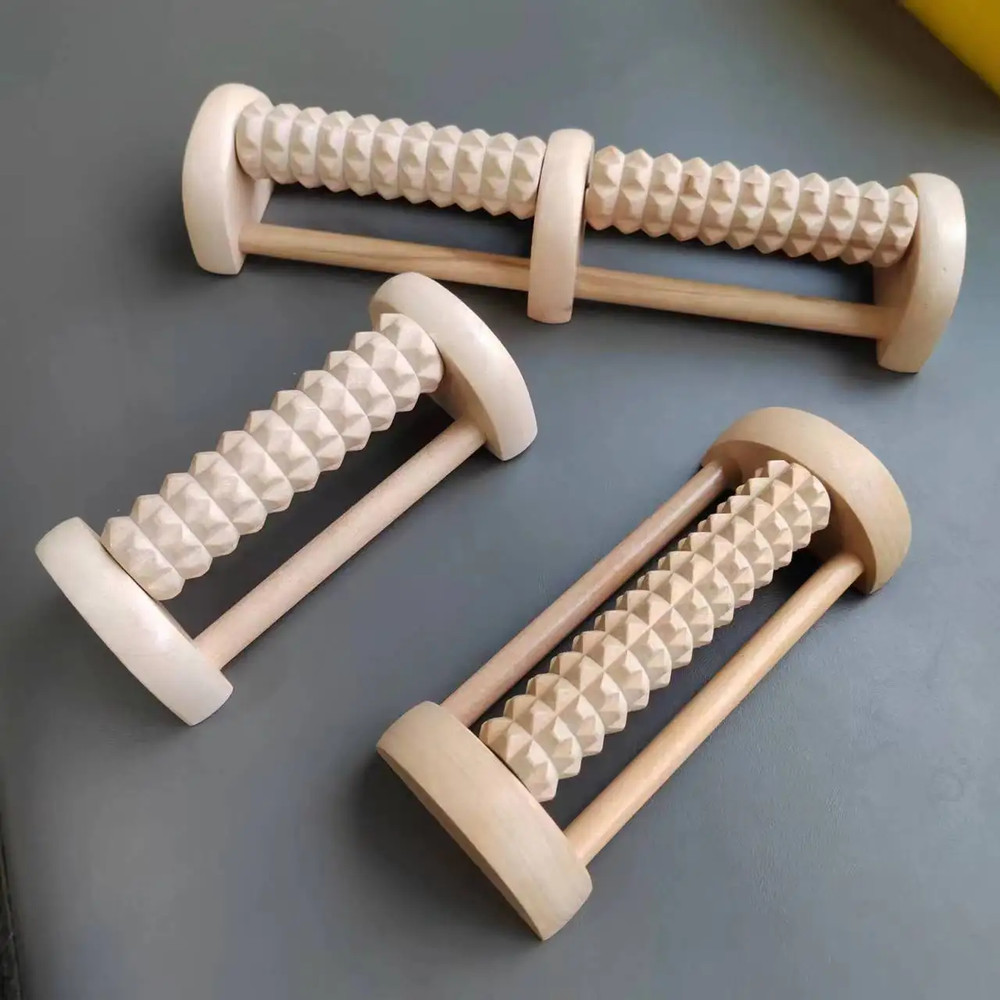 Solid Wood Foot And Leg Massager Foot Sole Roller Type Acupoint Ball For Plantar Fasciitis Portable 0