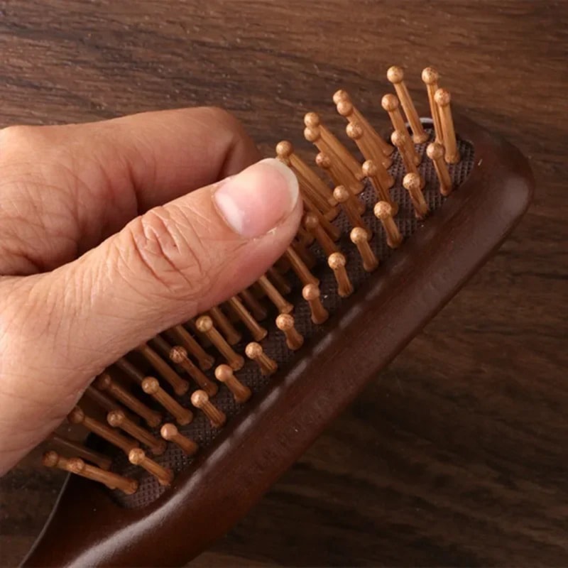 Sandalwood Massage Comb Meridian Hair Care Golden Silk Narrow Air Bag Comb 3