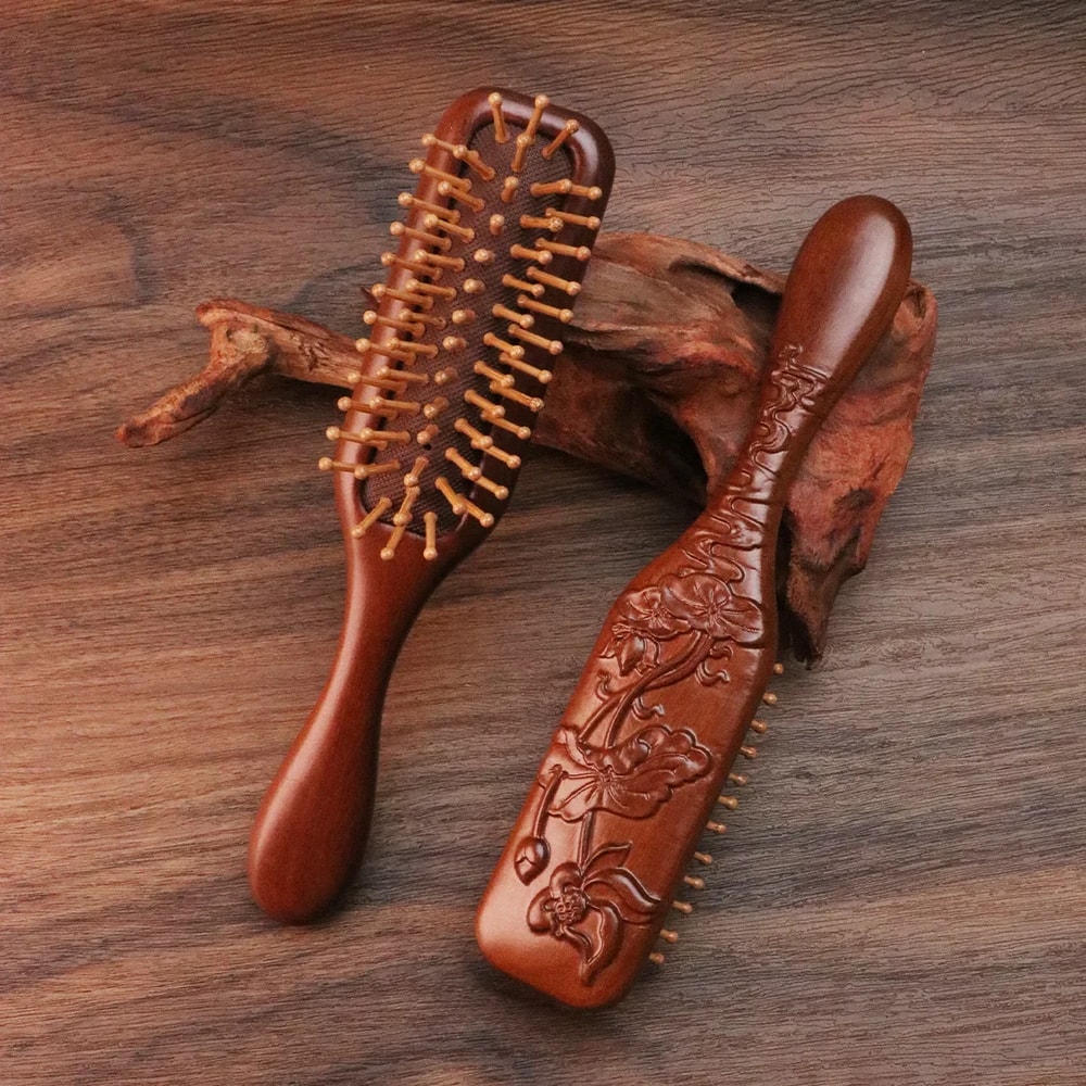 Sandalwood Massage Comb Meridian Hair Care Golden Silk Narrow Air Bag Comb 5