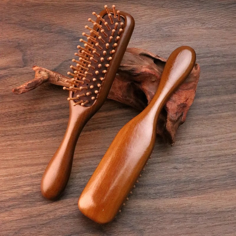 Sandalwood Massage Comb Meridian Hair Care Golden Silk Narrow Air Bag Comb 6