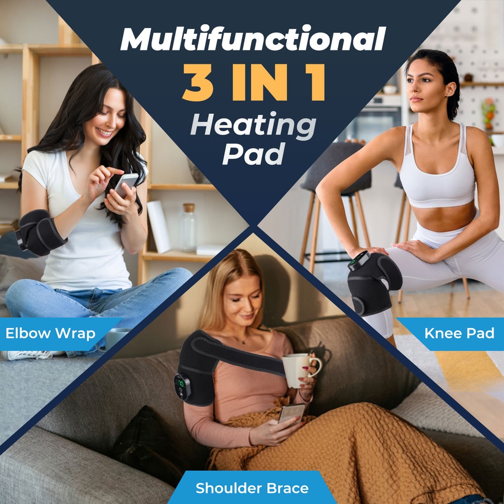 Electric Knee Heating Pad Wireless Heating Knee Brace Hot Compress Physiotherapy Arthritis Relief E 1