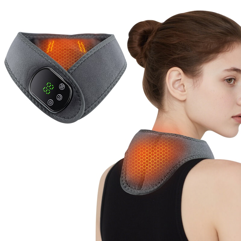 Neck And Shoulder Heating Pad Wireless Vibration Massager 5 Level NTC Control Neck Brace Wrap For H 0