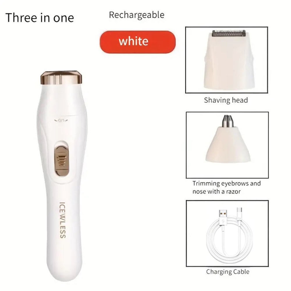 USB Rechargeable Nose Hair Trimmer, 3-in-1 Hair Removal Set, Underarm, Leg, Nose Hair Removal Device