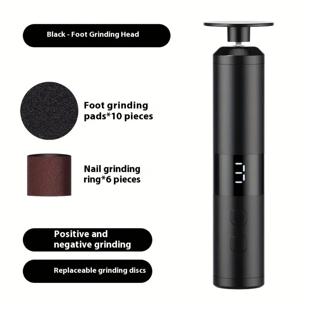 LCD display screen, 3-speed speed adjustment, foot and hand care, 16 interchangeable heads for home, fast charging