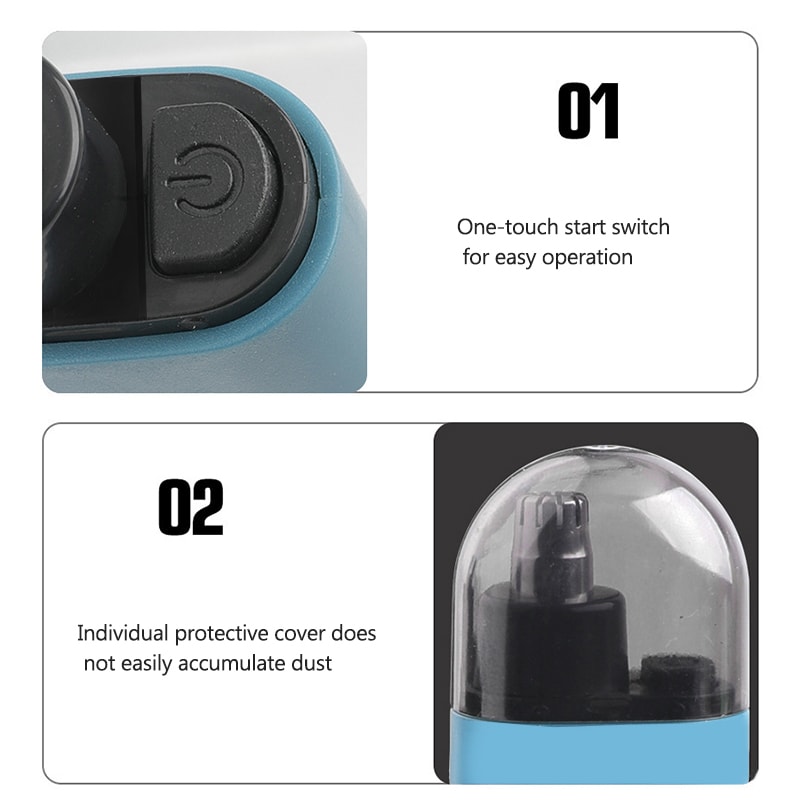 Portable electric nose clipper USB rechargeable, 150mAh lithium battery, mini compact design fast charging USB interface