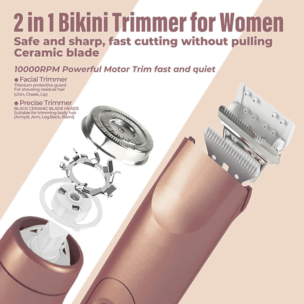 2in1 Electric Shaver Women Body Hair Shaving Dual Head Design Private Hair Armpit And Leg Hair Remo 4