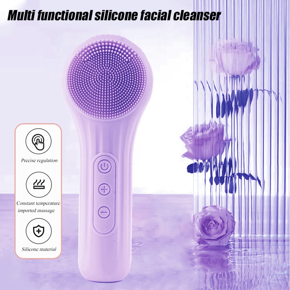 Ultrasonic Vibration Silicone Facial Cleanser, Intelligent Multifunctional Electric Facial Brush, Magnetic Charging