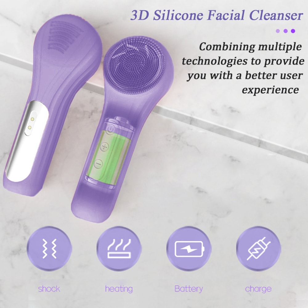 Ultrasonic Vibration Silicone Facial Cleanser, Intelligent Multifunctional Electric Facial Brush, Magnetic Charging